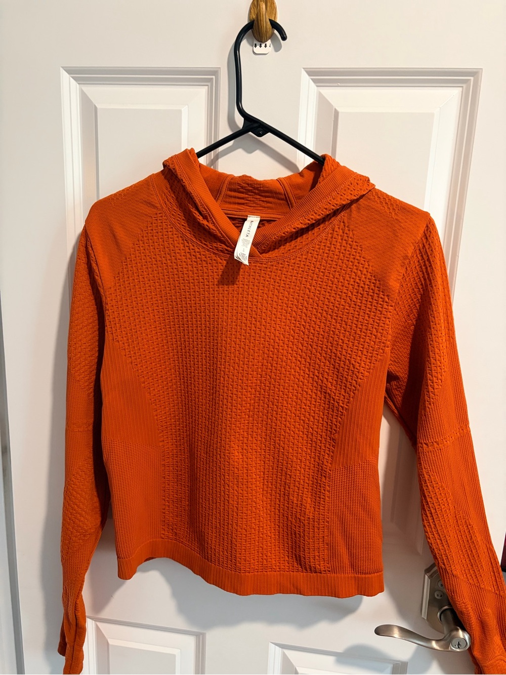 Athleta Orange Textured Hooded Sweater